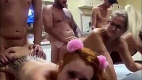 Why are these 3 putas bent over on the sofa?