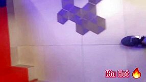 blonde with big ass masturbates in public outdoor bathroom, imagining getting caught