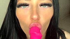 British slut plays with herself using toys.