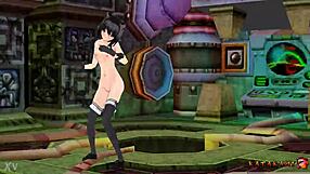 Yukari Katsubari in stockings undresses during bossfight