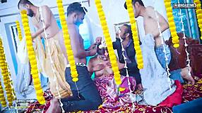 last night, besi indian wife had her first suhagarat gangbang with four husbands in full movie
