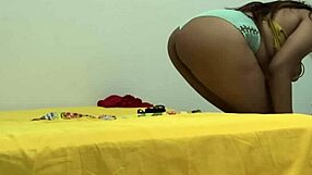 Brunette with an unathletic body and plump fat touches her body with the intention of exploring her body before masturbating her cholesterol-caked buttocks