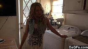 beautiful blonde returns from shop craving pov riding and masturbation