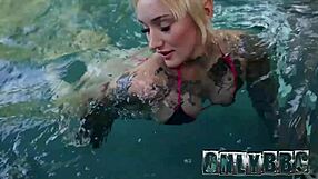 Tatted blonde oiled and fucked by bbc