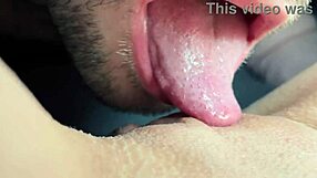 Naughty Couple's Tongue Licking Sexy Wet Pussy in Hot Action