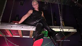 blonde milf in leather boots for worship pov