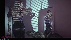 striptease by angie lynx with blue eyes teasing in heels for andyquarius production