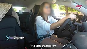 Hot Wife Thay Ksada Flashes Big Tits in Car for Stranger to Touch