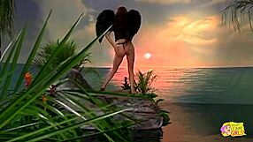 Beautiful brunette in costume enjoys her tight pussy getting fucked by a big toy