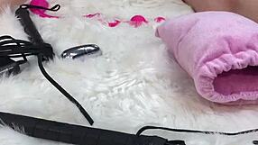 I rubbed her down with oil, then slammed her pussy and asshole with a glass dildo!