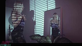 striptease by angie lynx with blue eyes teasing in heels for andyquarius production