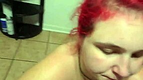 amber kneels submissively for daddy's homemade blowjob