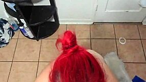 amber kneels submissively for daddy's homemade blowjob