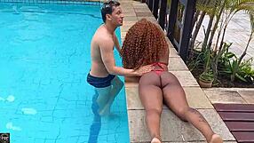 Ebony almost drowns me then sucks and fucks!
