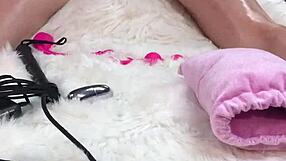 I rubbed her down with oil, then slammed her pussy and asshole with a glass dildo!