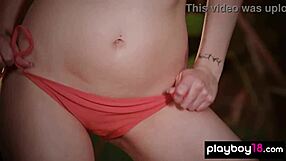 Inked teen shows tits