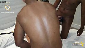 Blonde bombshell contrasts with black lovers in intense facial scene