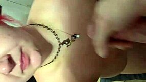 amber kneels submissively for daddy's homemade blowjob