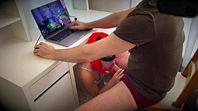 Ginger girl gives blowjib while I play Dota 2