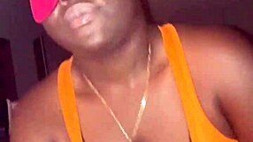blind-folded ebony lesbian cheats on girlfriend... sucking big black cock and getting fucked hard!