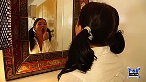 Sexy Casey Cumz Gives Handjob To Miles Long's Big Dick.