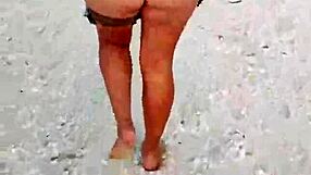 Latina exposes tits and ass on mexican beach