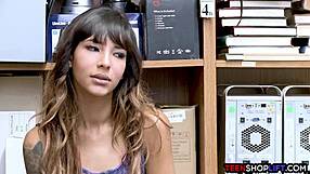 Young latina thief deepthroats security to go free