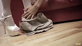 suggestive lesbian seduction with big tits and sex toys