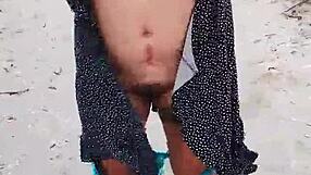 Latina exposes tits and ass on mexican beach