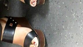 Mature Feet In Wedges And Sandals Candid