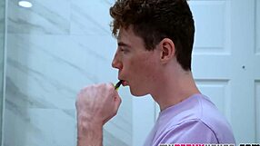 Stepsis Tests Condom on Stepbro's Hard Cock After Laundry