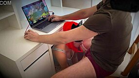 Ginger girl gives blowjib while I play Dota 2