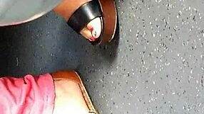 Mature Feet In Wedges And Sandals Candid