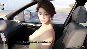 Stepmom nearly caught sucking stepson’s cock roadside!