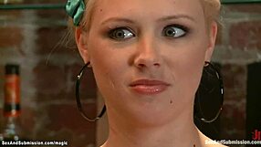 huge tits bartender gets banged hard in tight bondage