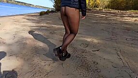 Public blowjob turns wild with fingering and cum on chest