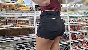 Spying on Hot Blonde in Market - Filming Brazilian Beauty