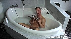 Tattooed milf fucks in shower with heels on