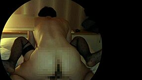 piston movement in stockings with asian handjob