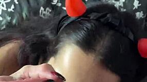 Submissive Debora Prado Smokes While Stroking Big Cock Before Greedy Blowjob