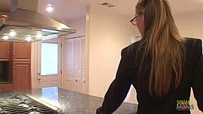 Sexy blonde rides big black cock in lingerie