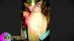 Karen sucking that big cock with her tongue