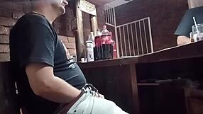 playing with myself at work, giving handjob