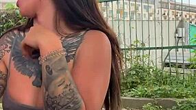 Hidden MILF Orgasm in Public Parking Lot Skirt Challenge