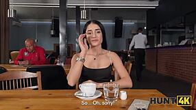 Shy brunette goes WILD in public toilet SEX with stranger