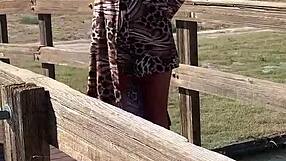 Staci Onit in leopard outfit during public crossdressing romp