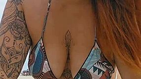 Flashing Panties at Beach for Attention