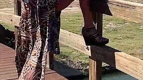 Staci Onit in leopard outfit during public crossdressing romp