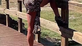Staci Onit in leopard outfit during public crossdressing romp