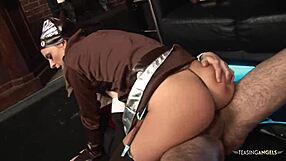 Milf brunette rides and sucks cock eagerly